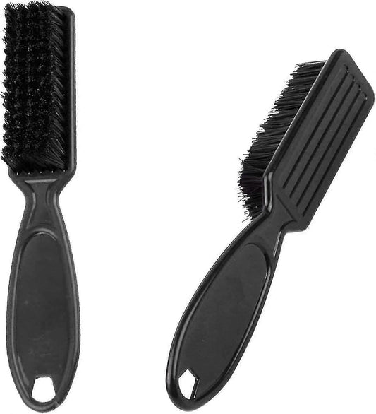 Nylon cleaning brush set with black handles and rectangular bristle heads, two views