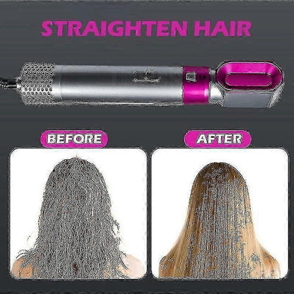 5-in-1 Hair Dryer Curler Straightener Blow Dryer Brush Pink