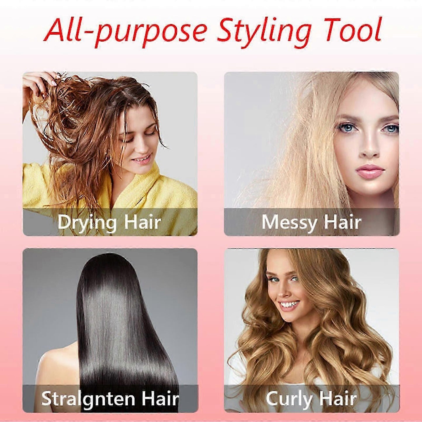 3-in-1 Rotating Hot Air Styler Hair Dryer with Brush