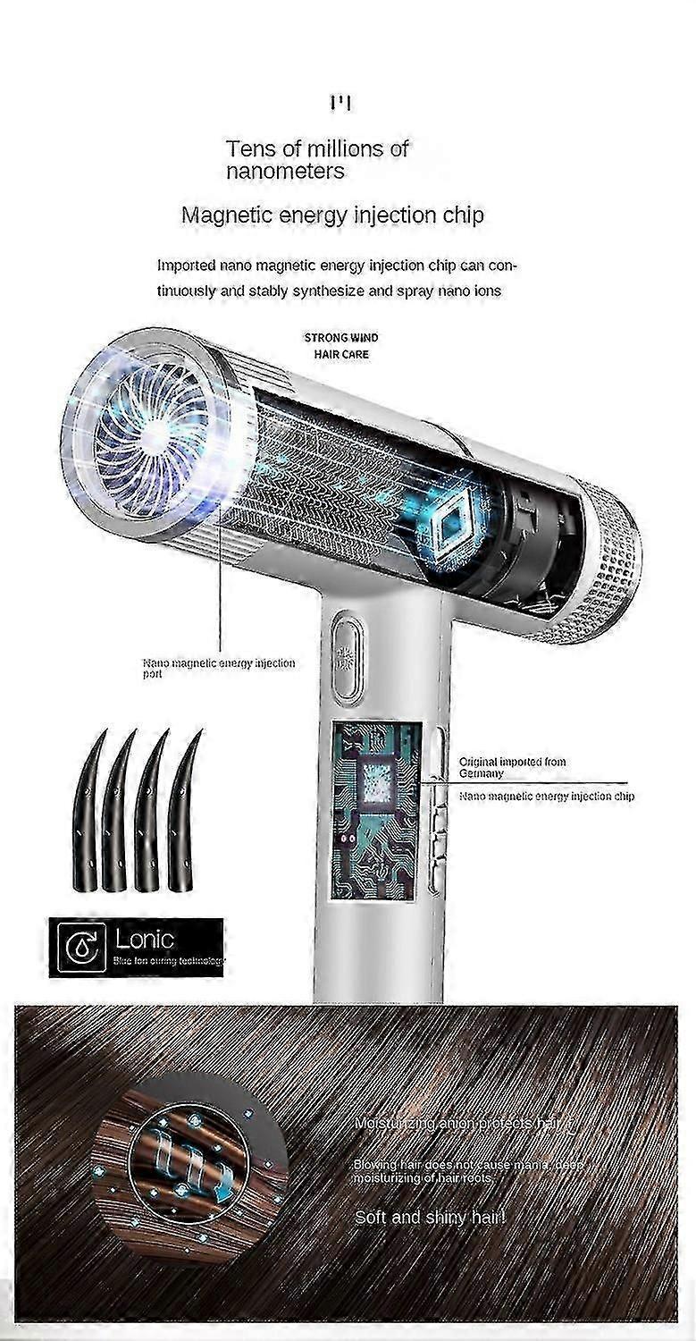2000W Professional Ionic Hair Dryer with Diffuser Silver Purple