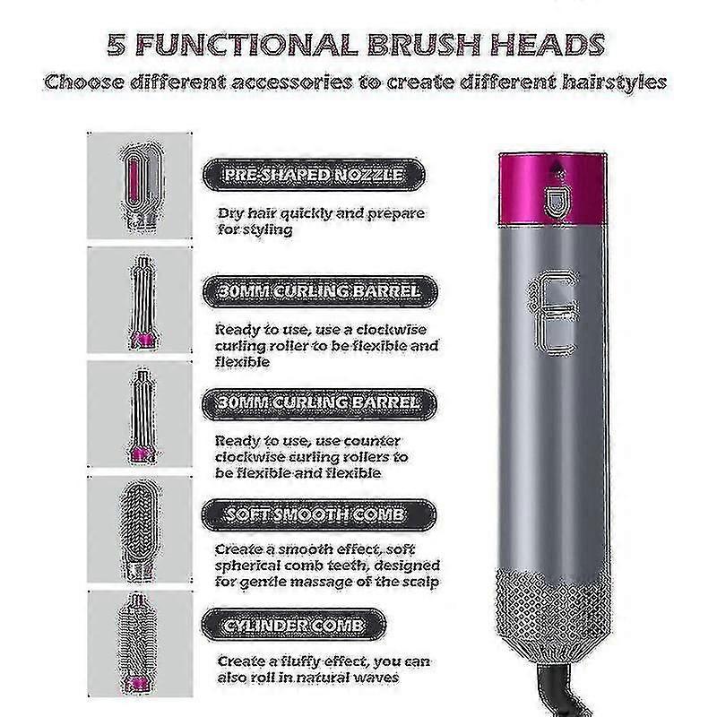 5-in-1 Hair Dryer Brush Curler Straightener Styling Tool