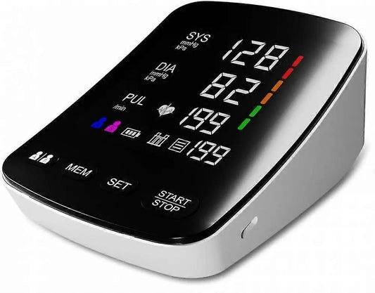 Digital wellness tracking device with black display and multi-color health readings