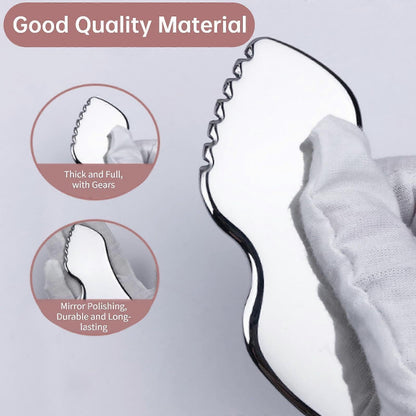 Upgraded Stainless Steel Face Guasha Tool, Metal Skin Tightening Massage Scraper