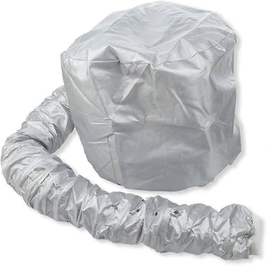 Silver-gray steam drying cap with long attached sleeve