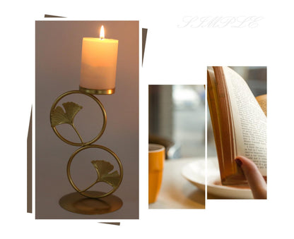 Nordic Retro Golden Candlestick Candle Holder Romantic Wedding Props Ornaments-Black L