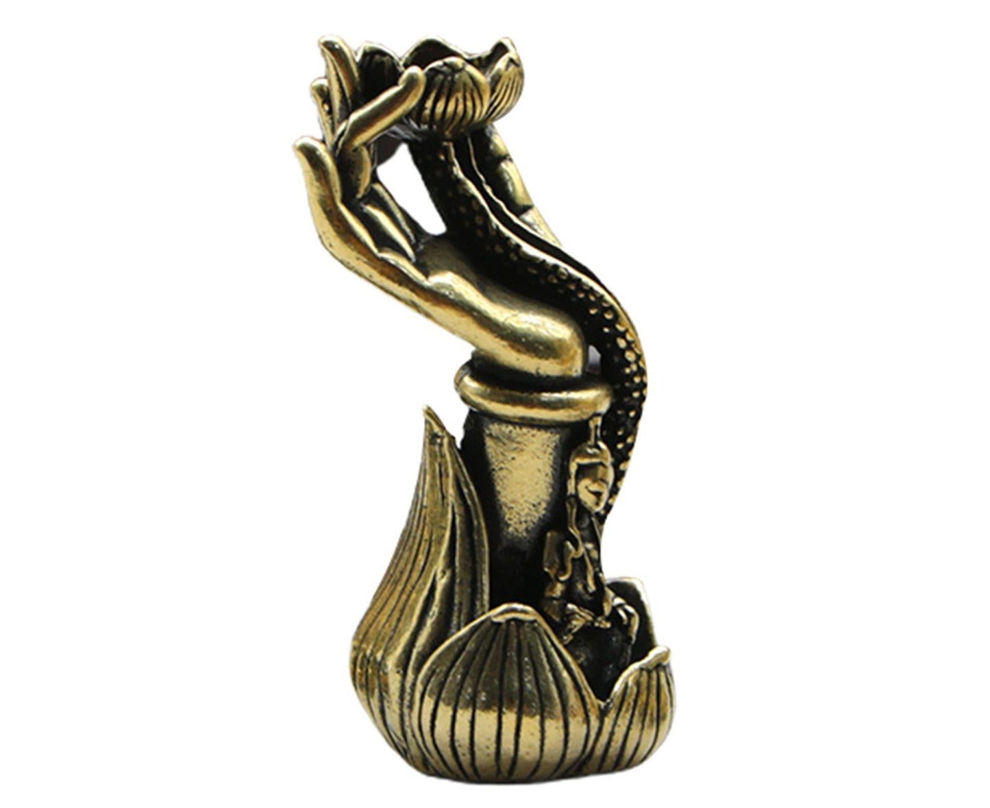 Lotus Shape Backflow Incense Burner Non-fading Brass Traditional Censer Burner for Table- L