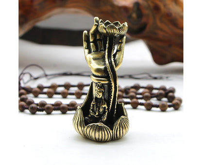 Lotus Shape Backflow Incense Burner Non-fading Brass Traditional Censer Burner for Table- L