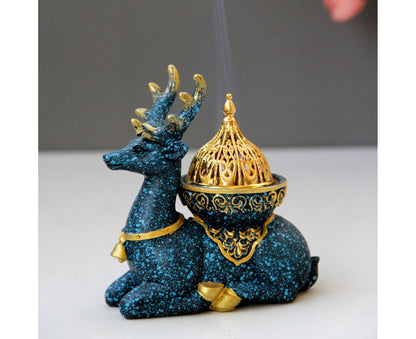 Marble Reindeer Incense Holder-Dark Blue
