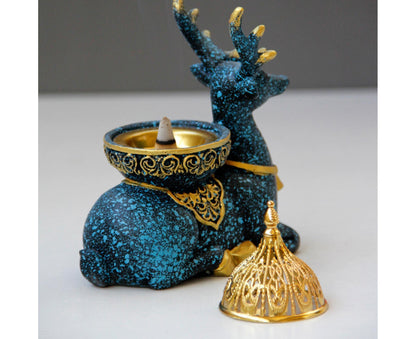 Marble Reindeer Incense Holder-Dark Blue