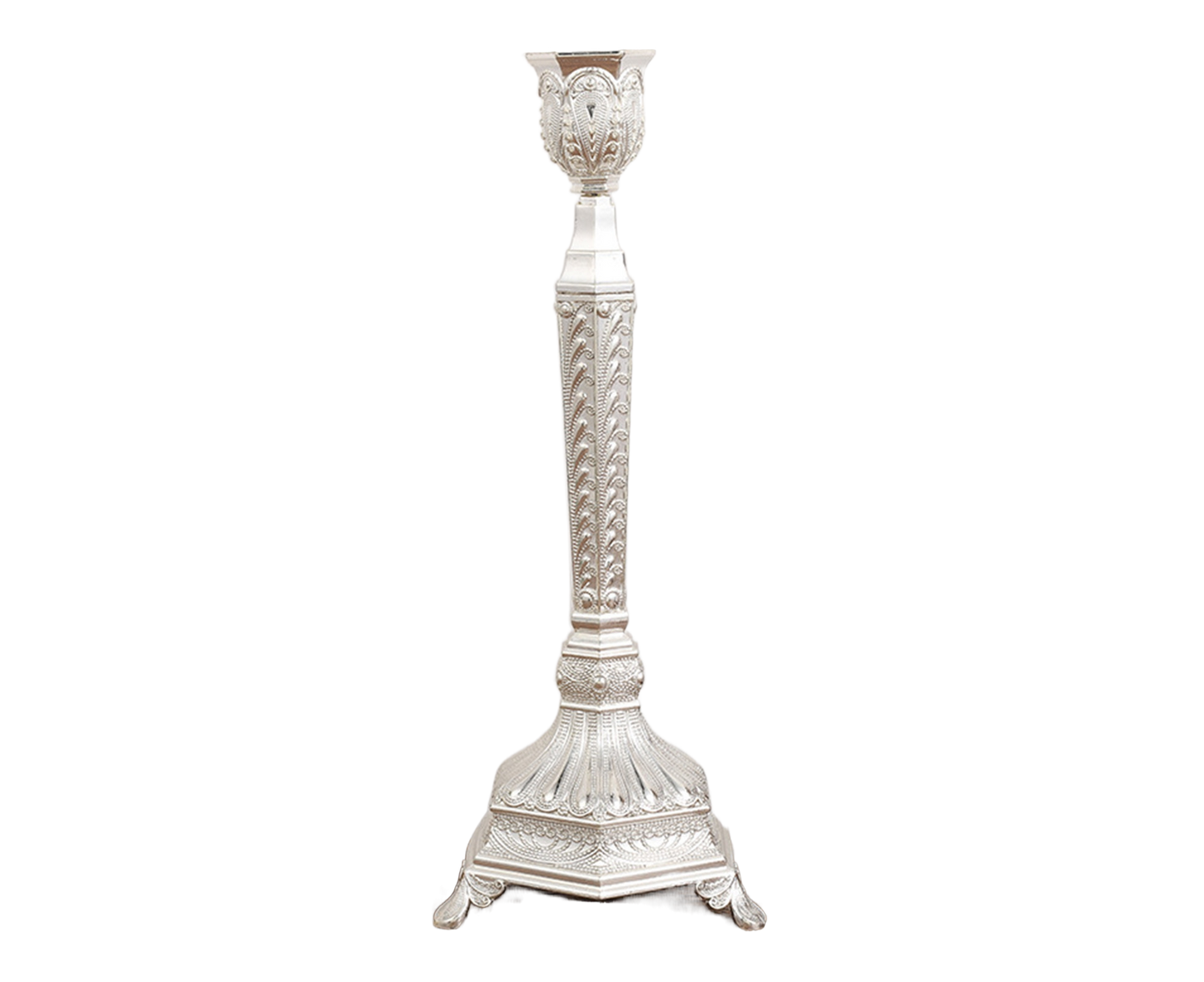 Glossy Candlestick Holder-Silver Short