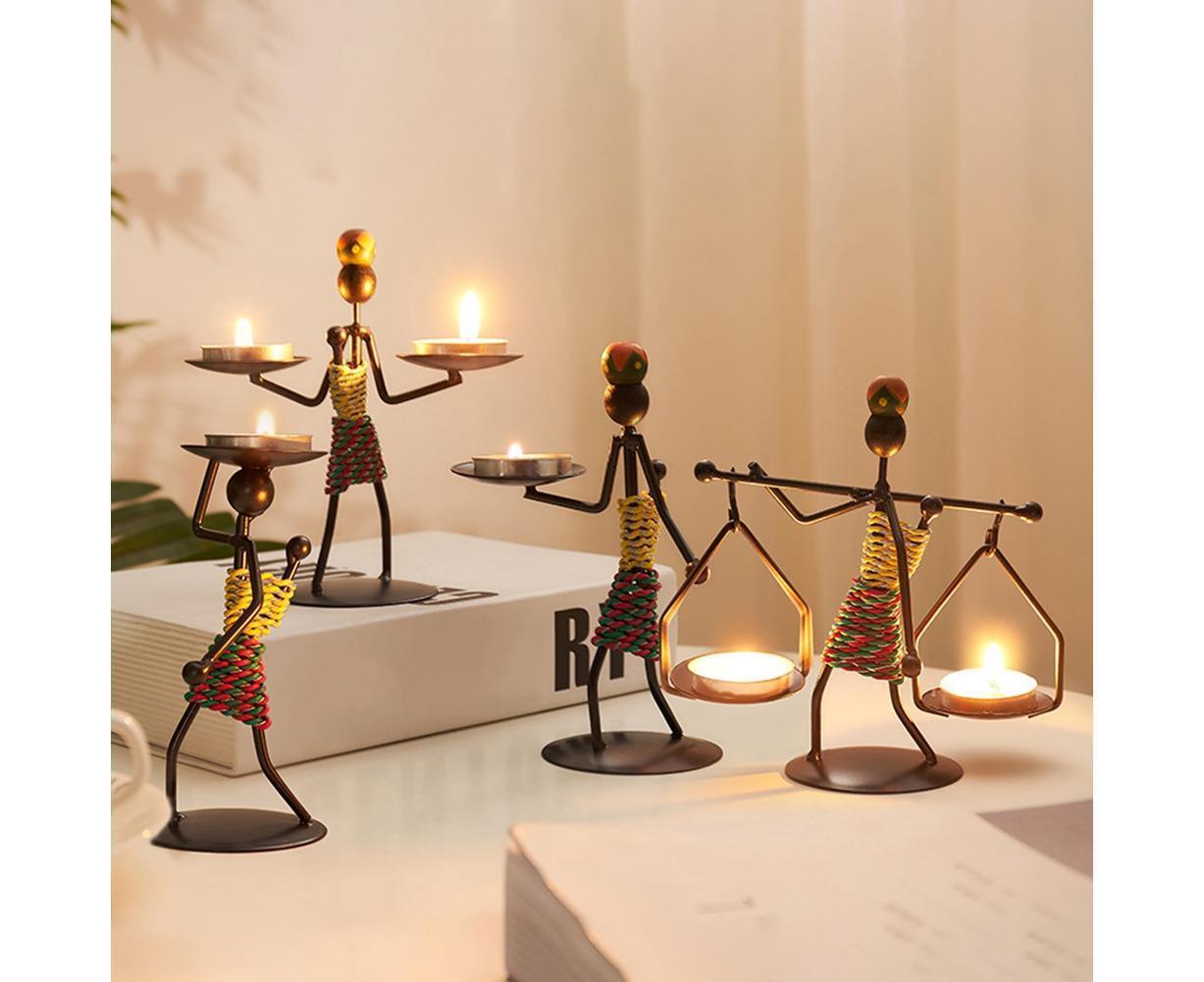 Nordic Candlestick Abstract Iron Men Candle Holder Home Bar Restaurant Decor- G
