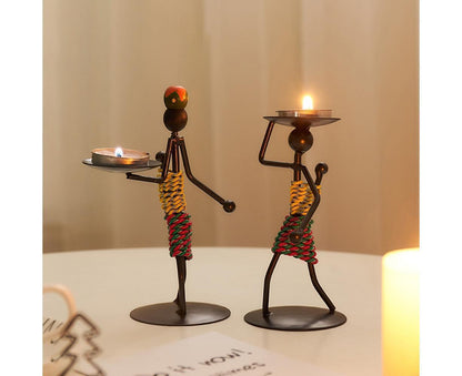 Nordic Candlestick Abstract Iron Men Candle Holder Home Bar Restaurant Decor- G