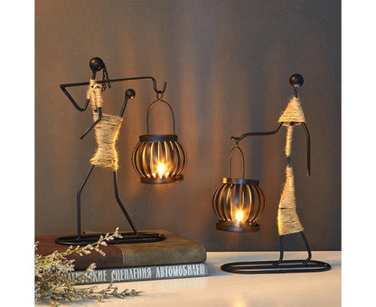 Nordic Candlestick Abstract Iron Men Candle Holder Home Bar Restaurant Decor- G