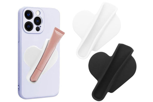 Peel-and-stick silicone lipstick holder for phone case, white