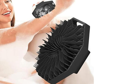 Silicone Body Cleansing Brush Shower Scrubber Gentle Exfoliating and Massage for all Kinds of Skin -Black