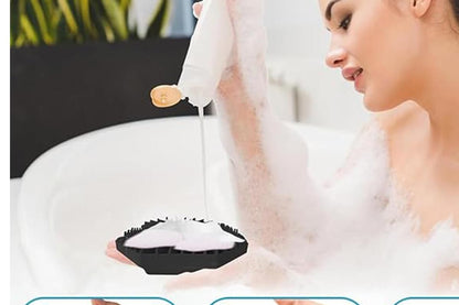 Silicone Body Cleansing Brush Shower Scrubber Gentle Exfoliating and Massage for all Kinds of Skin -Black
