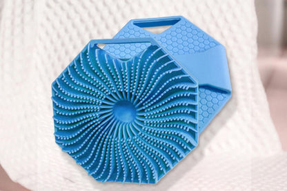 Silicone Body Cleansing Brush Shower Scrubber Gentle Exfoliating and Massage for all Kinds of Skin -Blue