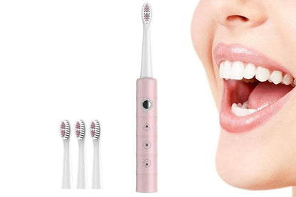 Electric Toothbrush for Adults Powerful Sonic Toothbrush 6 Modes with 4 Replacement Brush Heads - Pink