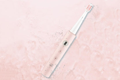 Electric Toothbrush for Adults Powerful Sonic Toothbrush 6 Modes with 4 Replacement Brush Heads - Pink