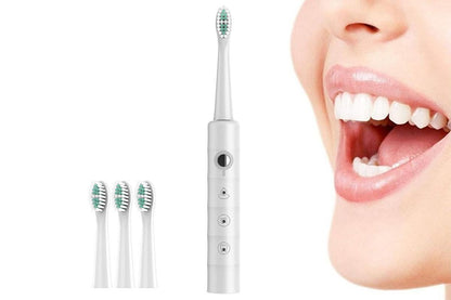 Electric Toothbrush for Adults Powerful Sonic Toothbrush 6 Modes with 4 Replacement Brush Heads - White