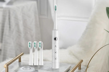 Electric Toothbrush for Adults Powerful Sonic Toothbrush 6 Modes with 4 Replacement Brush Heads - White