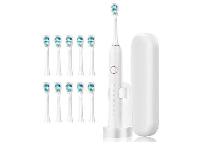 22000 VPM Electric Toothbrush for Adults with 10 Brush Heads and 6 Modes Toothbrush Sets - White