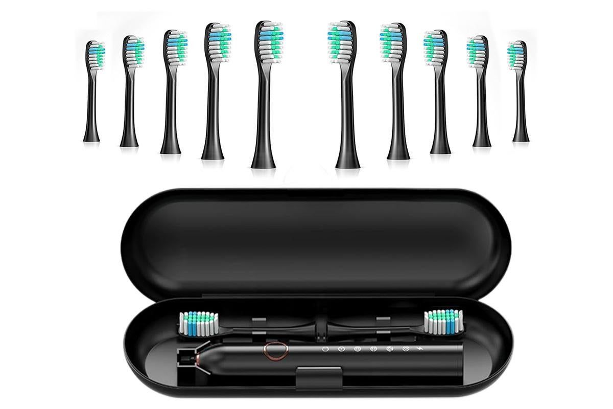 22000 VPM Electric Toothbrush for Adults with 10 Brush Heads and 6 Modes Toothbrush Sets - Black
