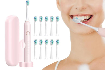 22000 VPM Electric Toothbrush for Adults with 10 Brush Heads and 6 Modes Toothbrush Sets - Black