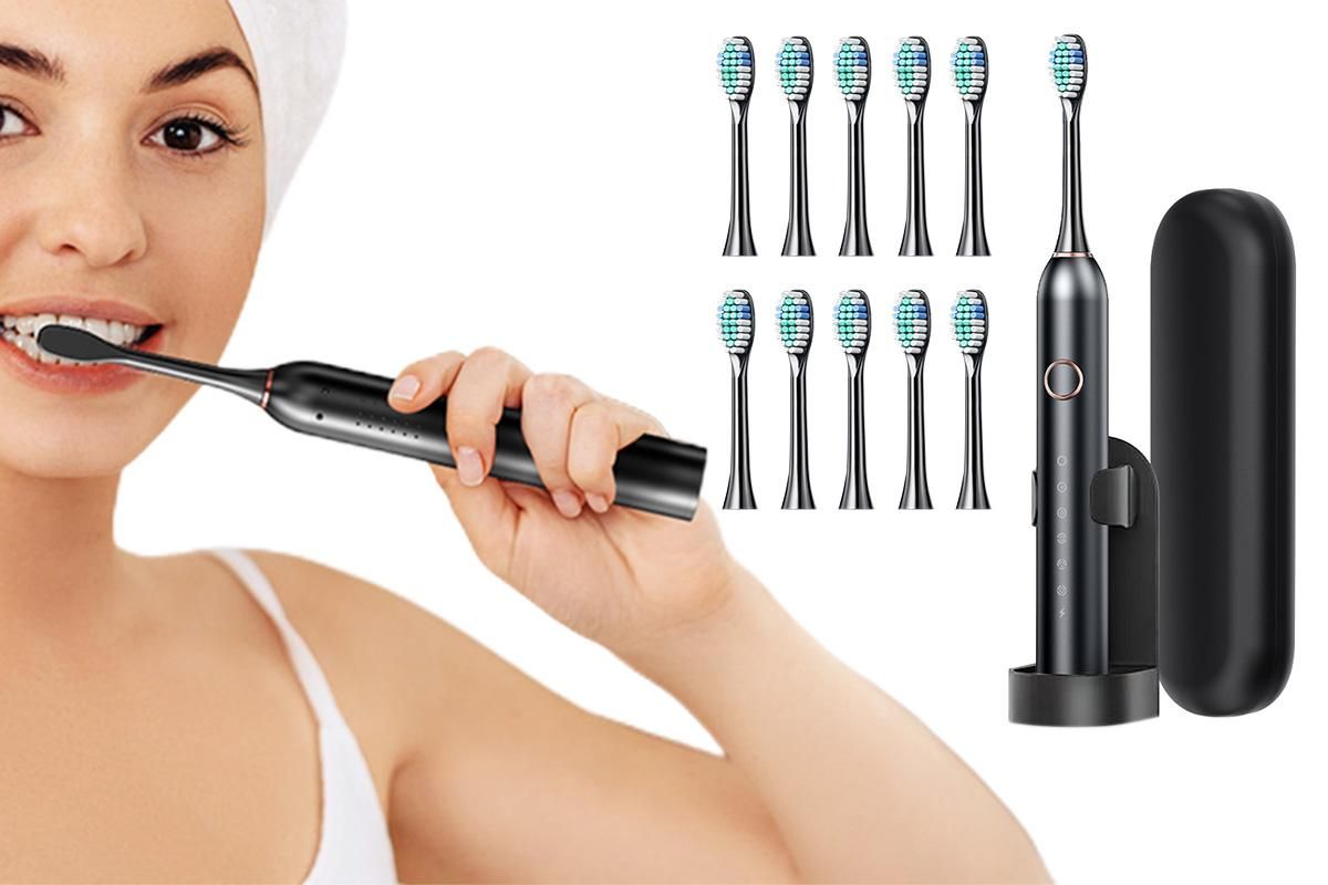22000 VPM Electric Toothbrush for Adults with 10 Brush Heads and 6 Modes Toothbrush Sets - Pink