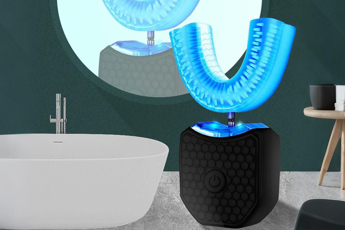 Rechargeable U-Shaped Electric Toothbrush Set for Daily Oral Care - Black