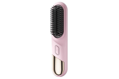Portable Cordless Heated Straightening Brush for Travel Cordless Hair Straightener Brush Comb Straightener for Women -Pink