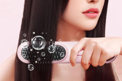 Portable Cordless Heated Straightening Brush for Travel Cordless Hair Straightener Brush Comb Straightener for Women -Pink