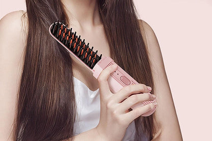 Hair Straightening Comb Negative Ion Heated Straightener Brush Curler