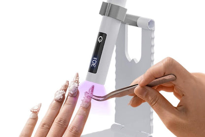 Portable Touch Nail Lamp - Cordless Mini LED Gel Curing UV Light with Timer - White