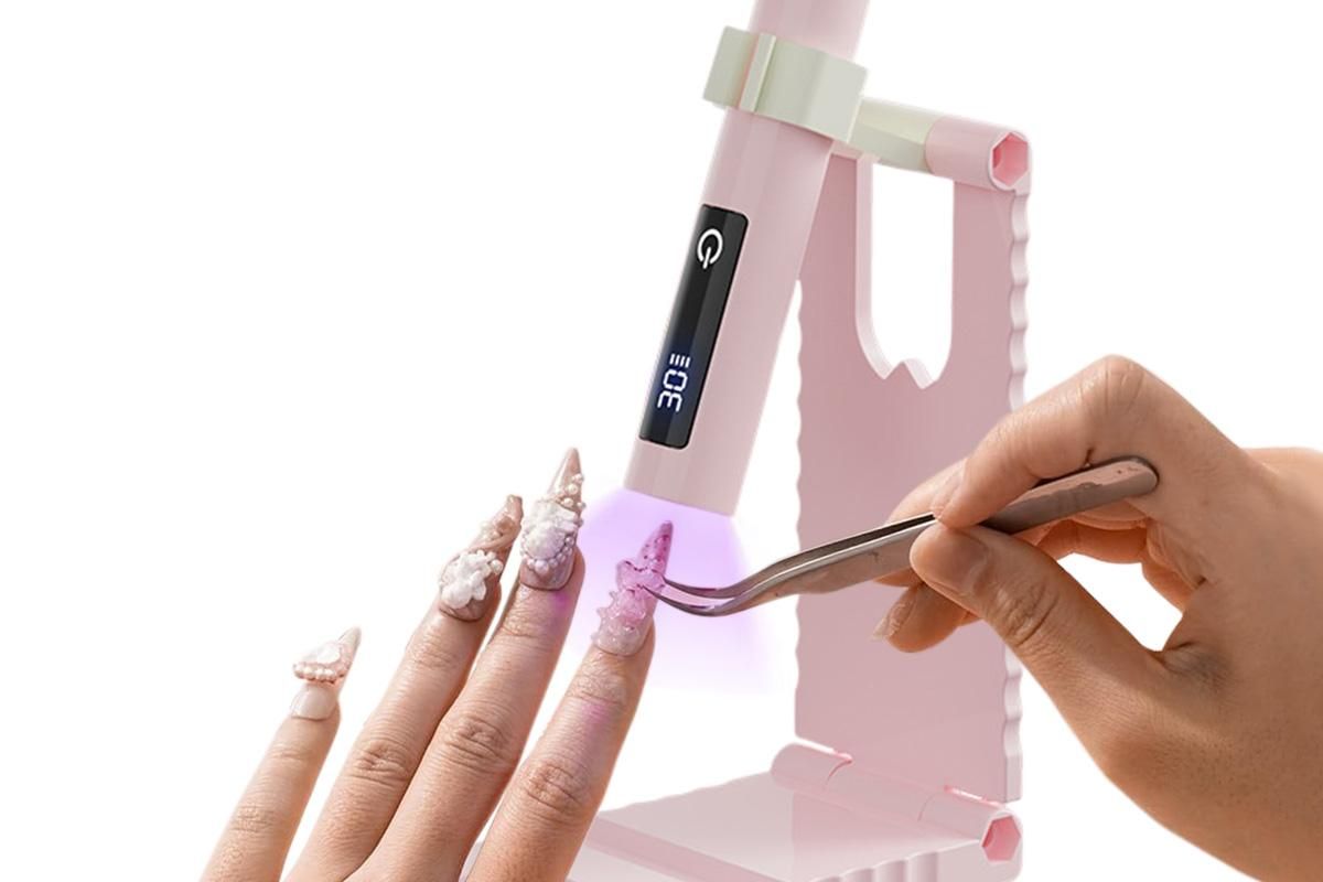 Portable Touch Nail Lamp - Cordless Mini LED Gel Curing UV Light with Timer - Pink