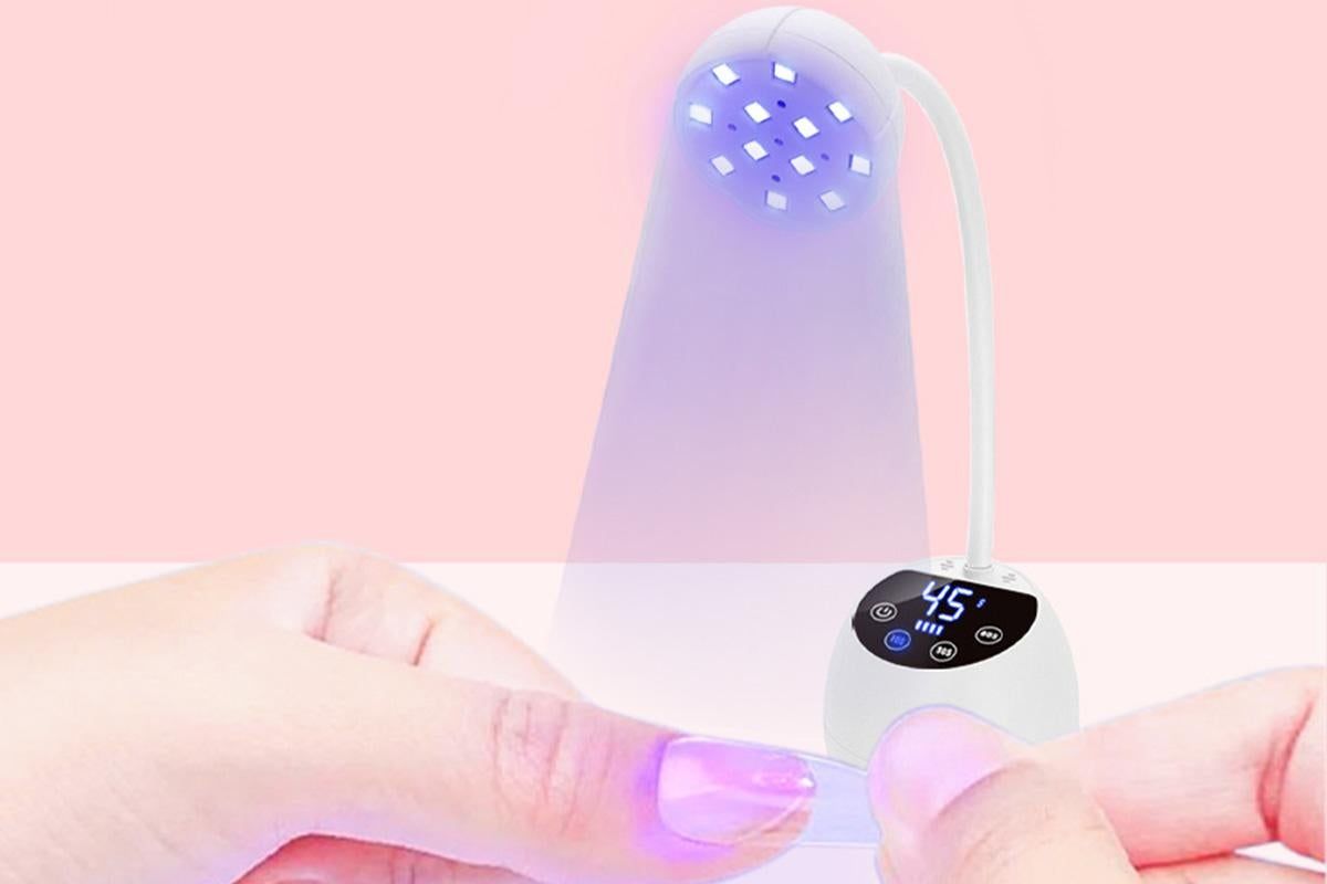UV LED Nail Lamp Mini Cordless Gel Dryer With Adjustable Gooseneck For Gel Nails - White