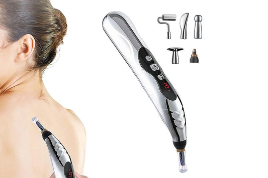 Electronic acupuncture pen with removable metal tips and applicator needles