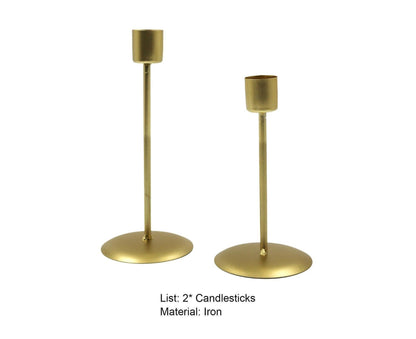 2Pcs Candlestick Exquisite Decorative Simple Nordic Style Candlelight Stand Home Decor -Golden