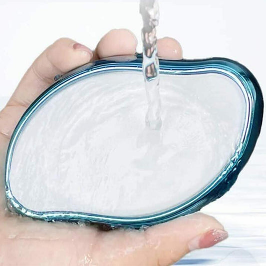 Blue handheld epilator showing oval head with small nozzle detail.