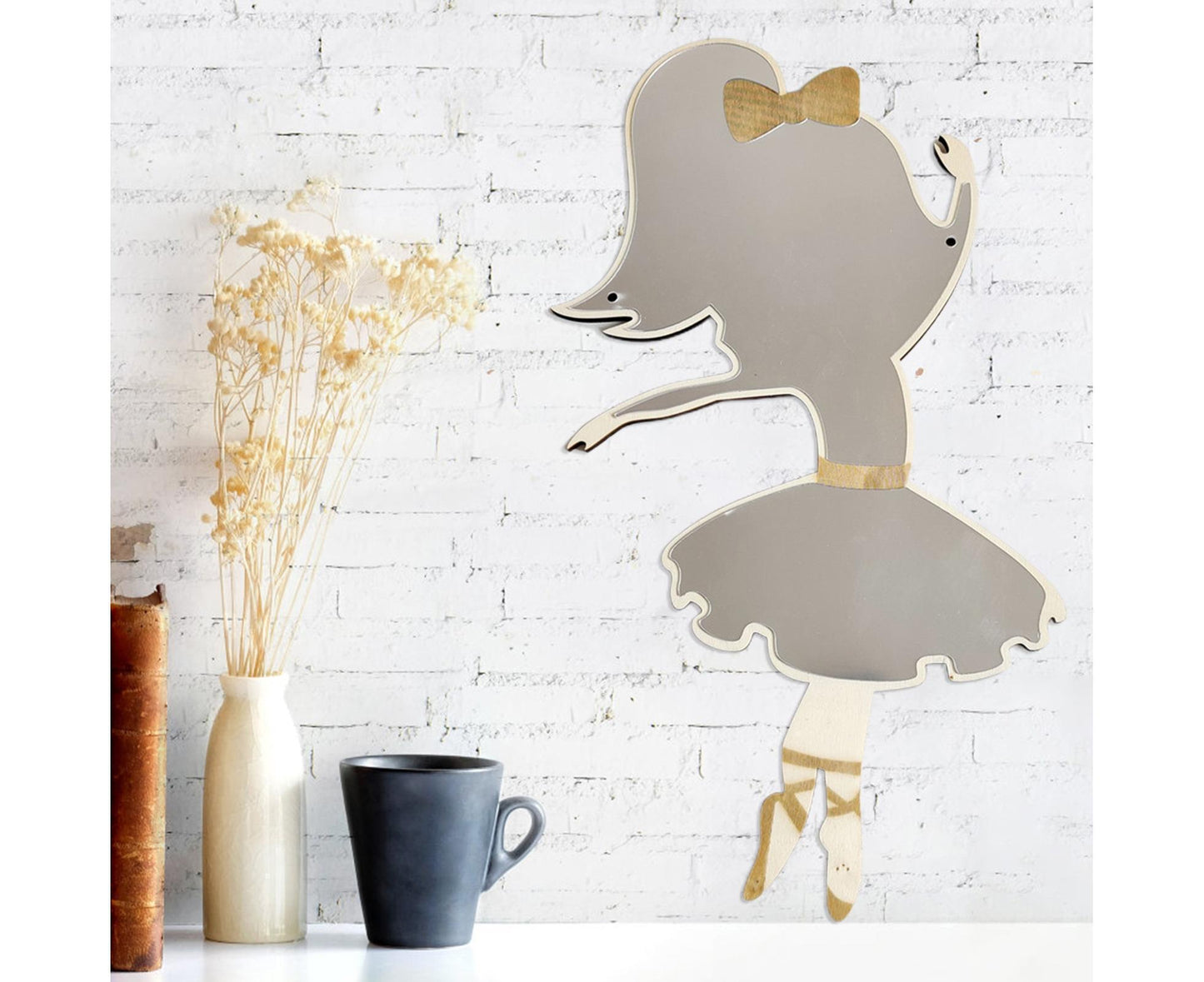 Ballet Girl Wall Mirror-Natural