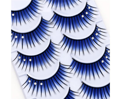 5 Pairs Dual Colors Glitter Rhinestones Artificial Eyelash Party Makeup Tool