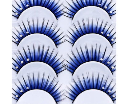 5 Pairs Dual Colors Glitter Rhinestones Artificial Eyelash Party Makeup Tool