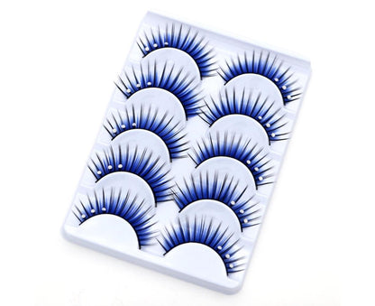 5 Pairs Dual Colors Glitter Rhinestones Artificial Eyelash Party Makeup Tool