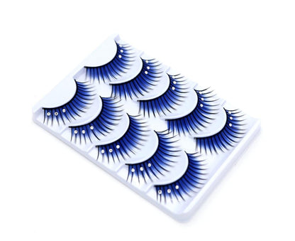 5 Pairs Dual Colors Glitter Rhinestones Artificial Eyelash Party Makeup Tool