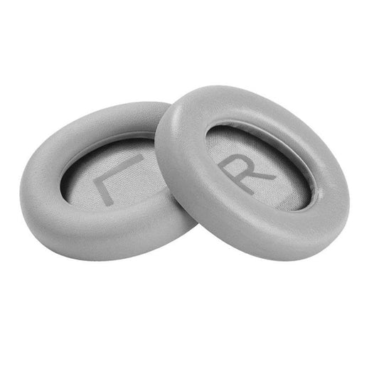 Pair of grey replacement cushion ear pads with oval openings