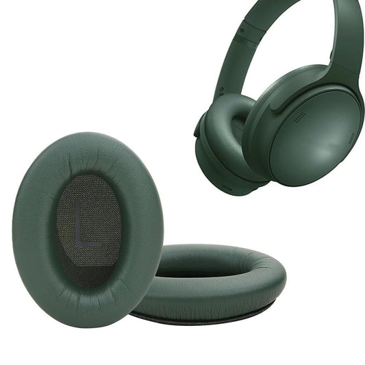 Green replacement ear pads for headphones, oval cushion with L/R markings