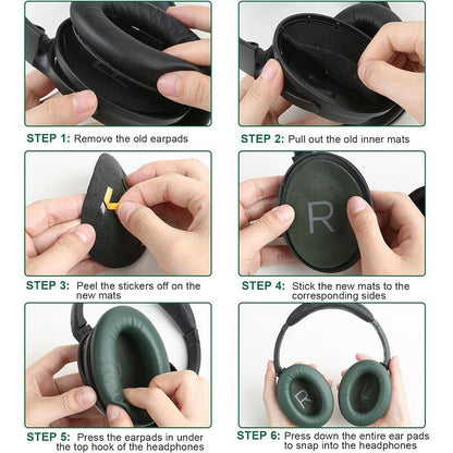 Pair of Replacement Ear Pads for Bose QC45 Headphone Ear Cushions Green
