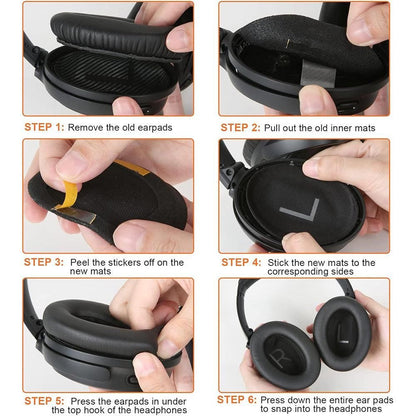 Pair of Replacement Ear Pads for Bose QC45 Headphone Ear Cushions Black