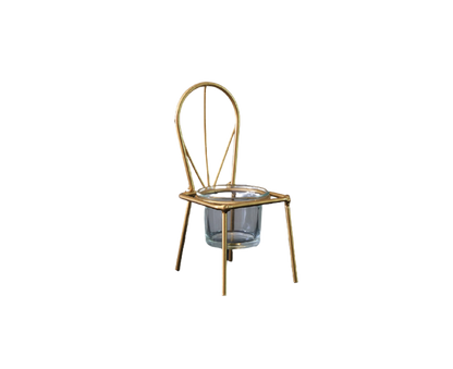Tabletop Iron Chair Candlestick Potted Ornament Desktop Decoration Candle Holder- B