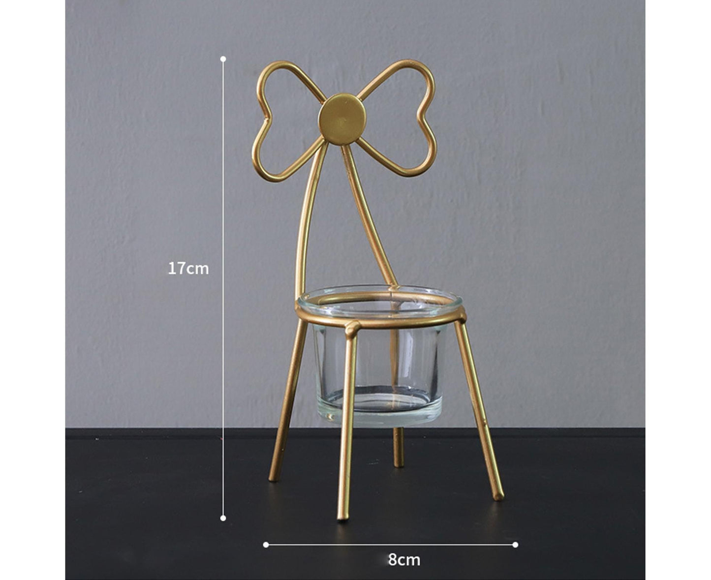 Tabletop Iron Chair Candlestick Potted Ornament Desktop Decoration Candle Holder- B